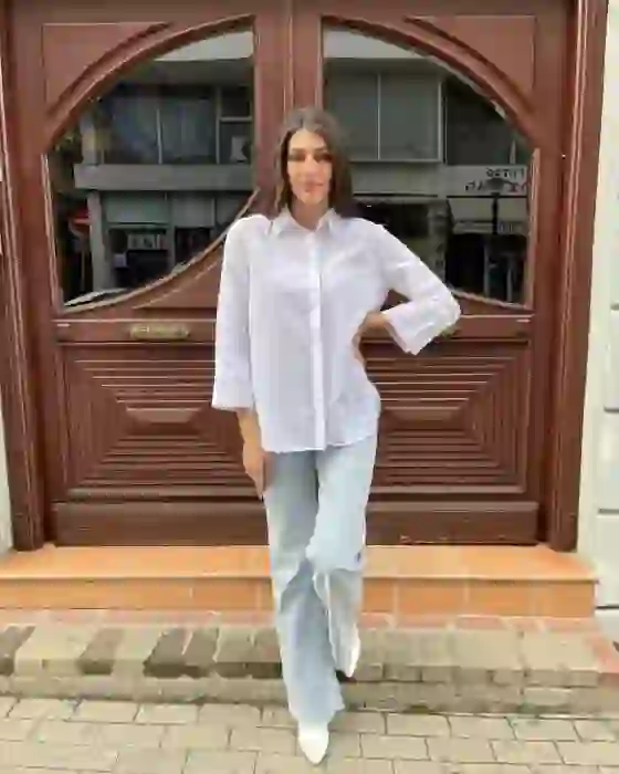 Πουκαμισο Με Κουμπια Στη Πλατη- Λευκο