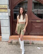 Leather Shorts- Oil Green