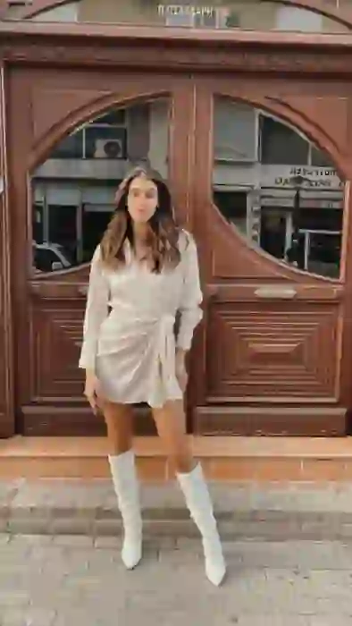 Silk Satin Dress- Μπεζ