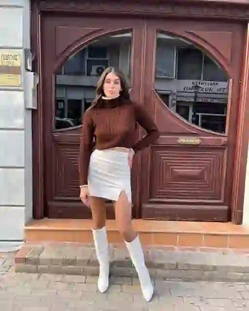 Δερματινη Φουστα- Λευκο