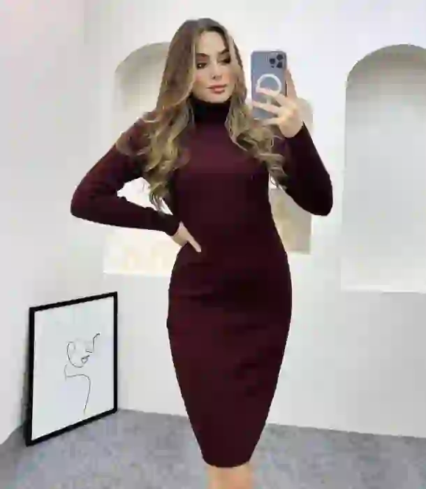 Πλεκτο Φορεμα- Μπορντο