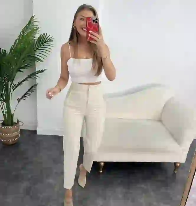 Υφασματινο Παντελονι-Μπεζ