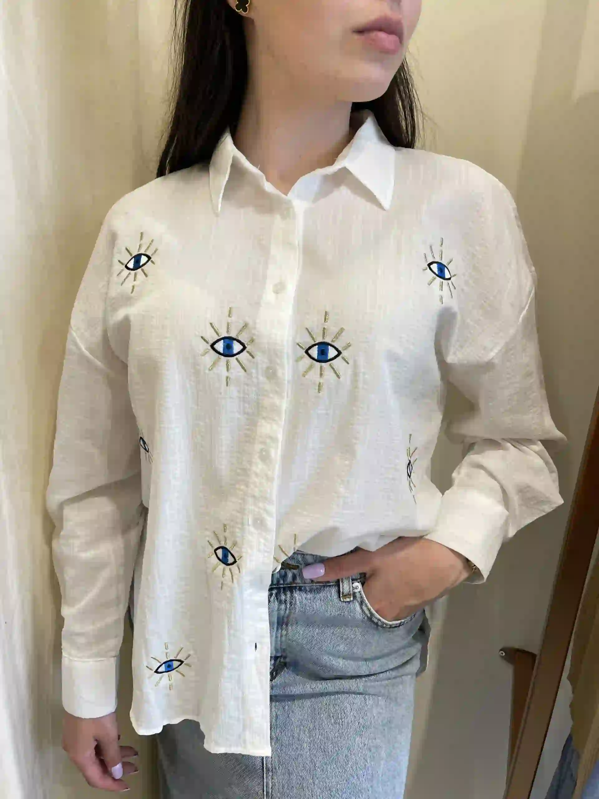 Λίνο Μακρυμάνικο Πουκάμισο Με Κεντήματα - Λευκό