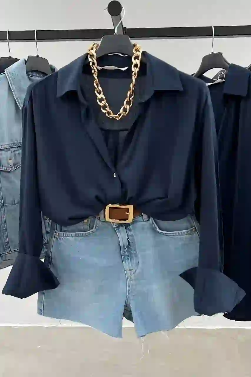 Βαμβακερο Πουκαμισο -Σκουρο Μπλε