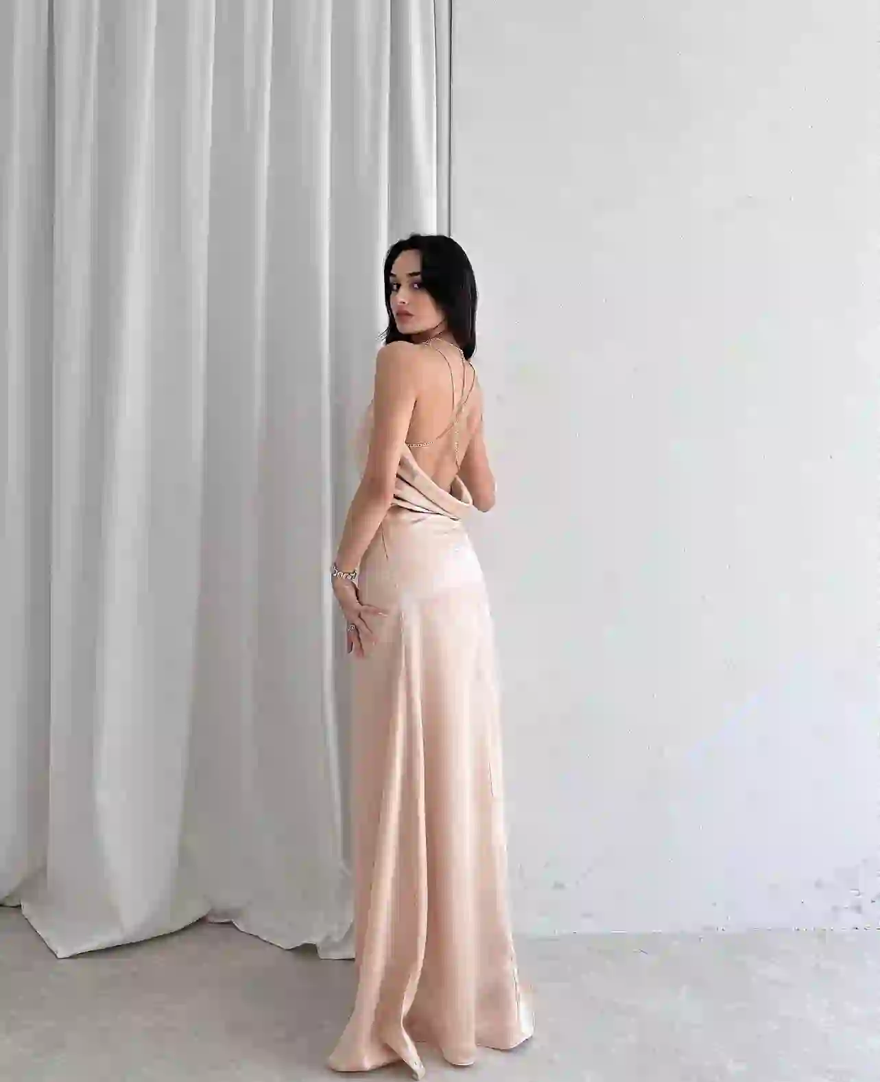 Stella Satin Dress/ Gold