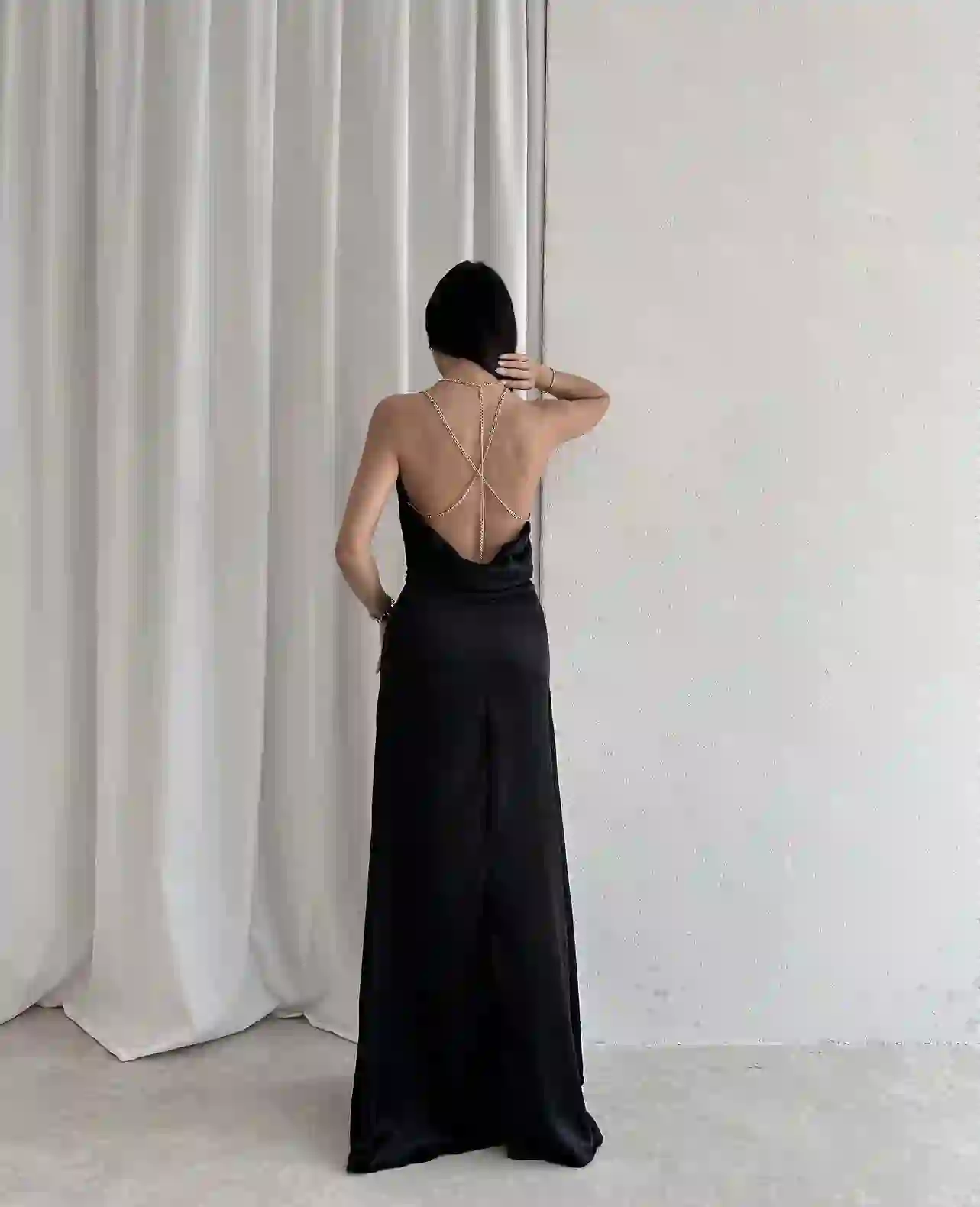 Stella Satin Dress/ Black