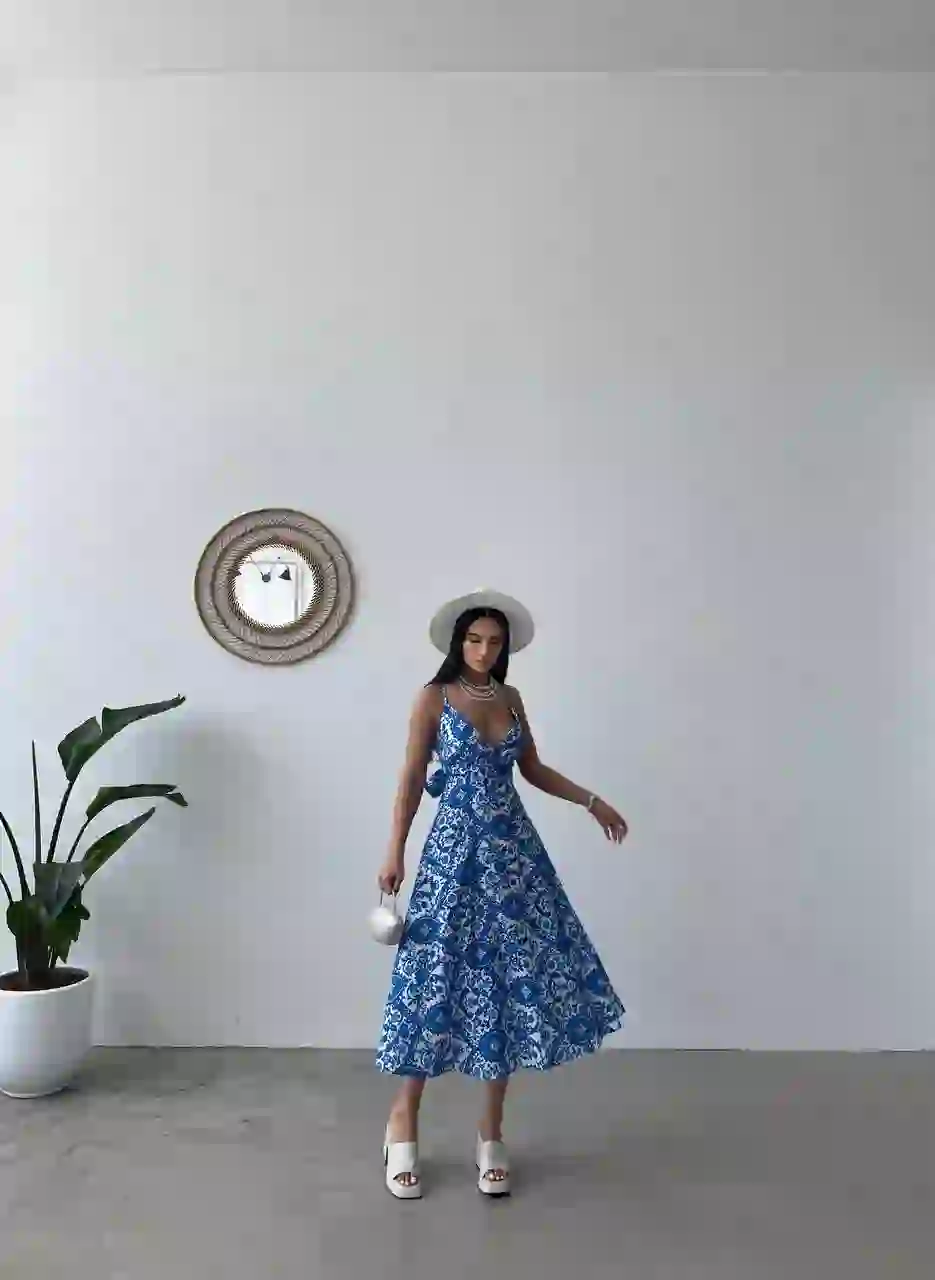 Summer Dress Με Λεπτη Τιράντα / Μπλε