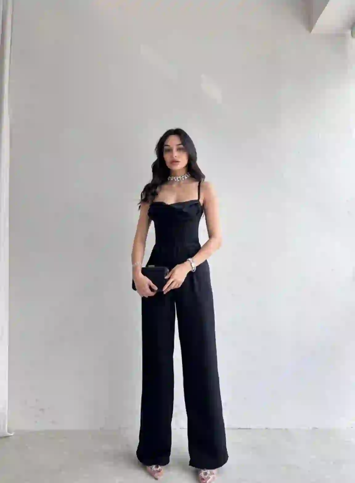 Σατέν Ολόσωμη Φόρμα / Μαύρο