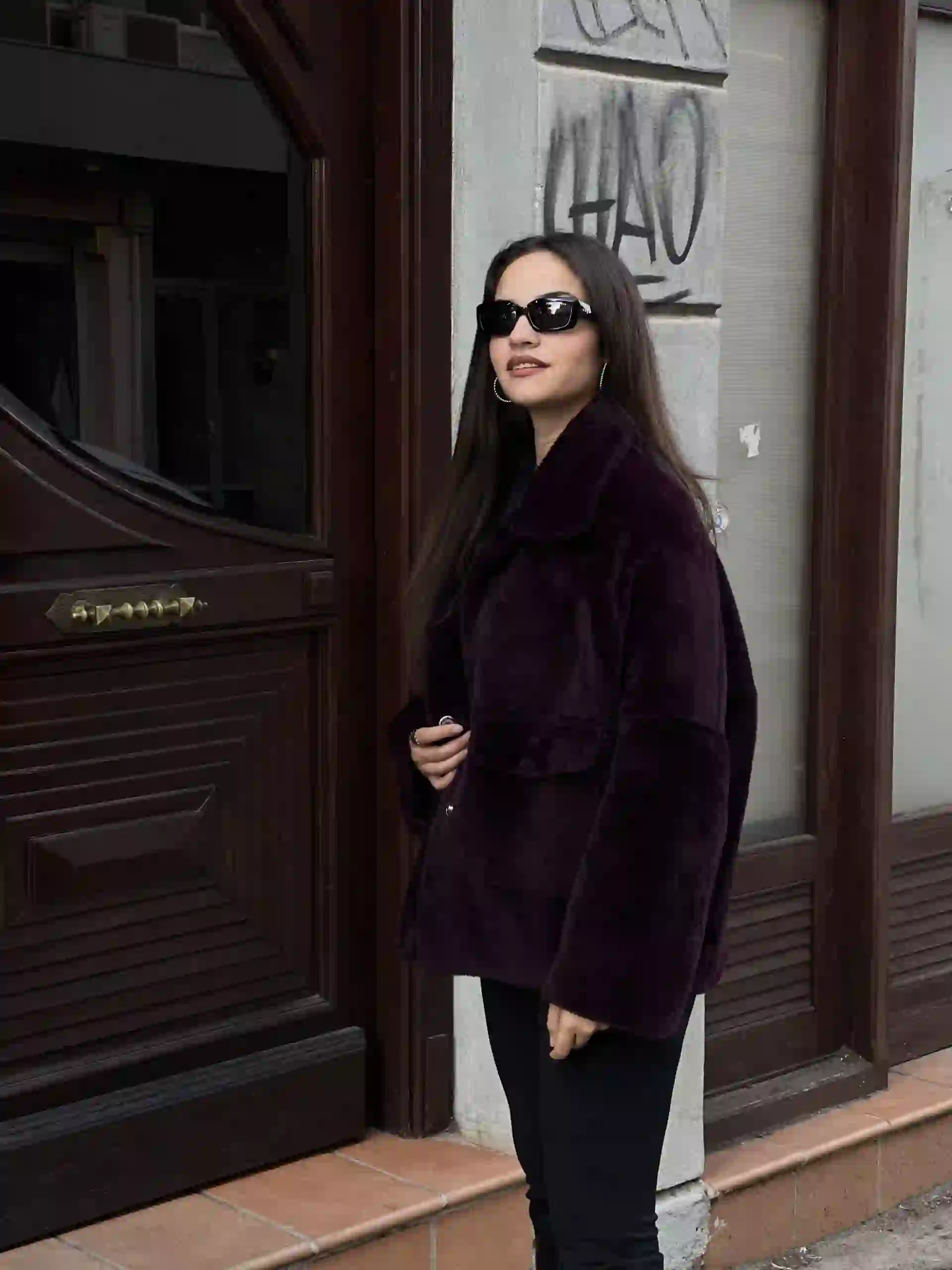 Premium Fur Coat Oversize / Wine