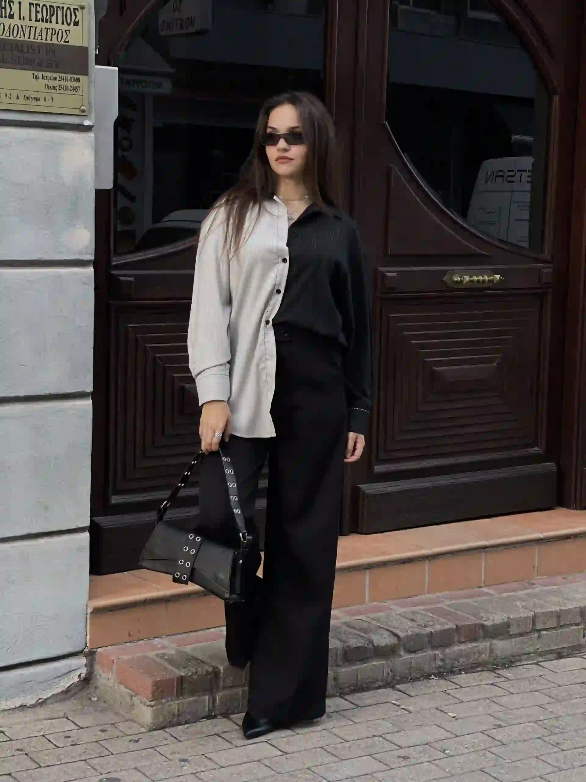 Masculine Δίχρωμο Oversize Πουκάμισο Ριγέ