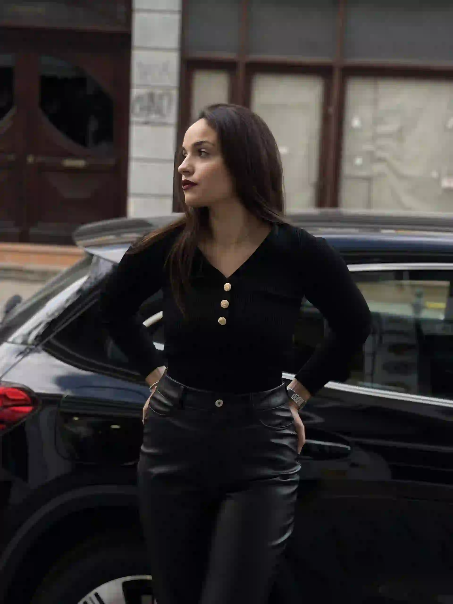 ◼️Ριμπ Μπλουζα Με Χρυσά Κουμπια / Μαύρο