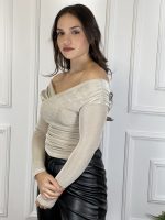 Lurex Off Shoulder Μπλουζα / Μπεζ - Image 5