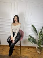 Lurex Off Shoulder Μπλουζα / Μπεζ - Image 3