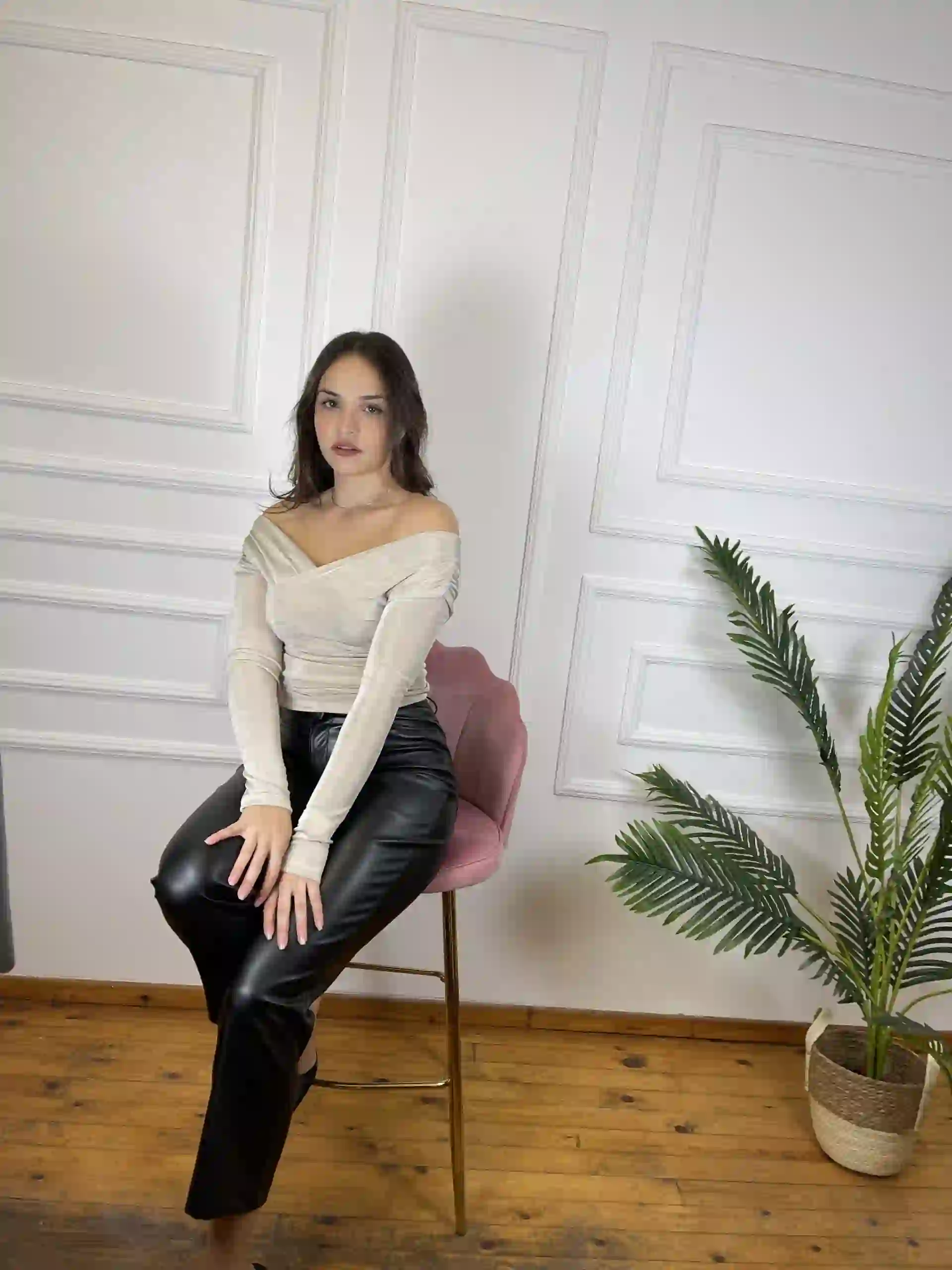 IMG_6067 Lurex Off Shoulder Μπλουζα / Μπεζ - Image 3