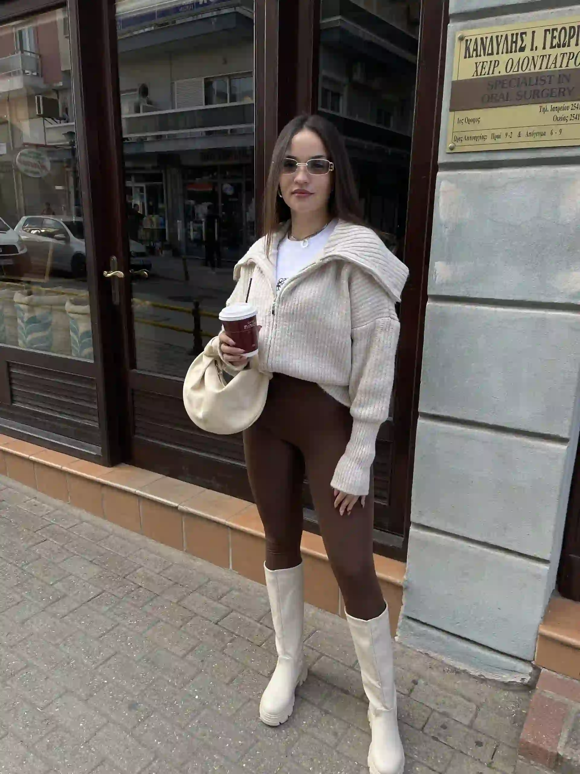 IMG_0533 Πλεκτη Ζακετα Με Φερμουάρ/ Μπεζ - Image 2