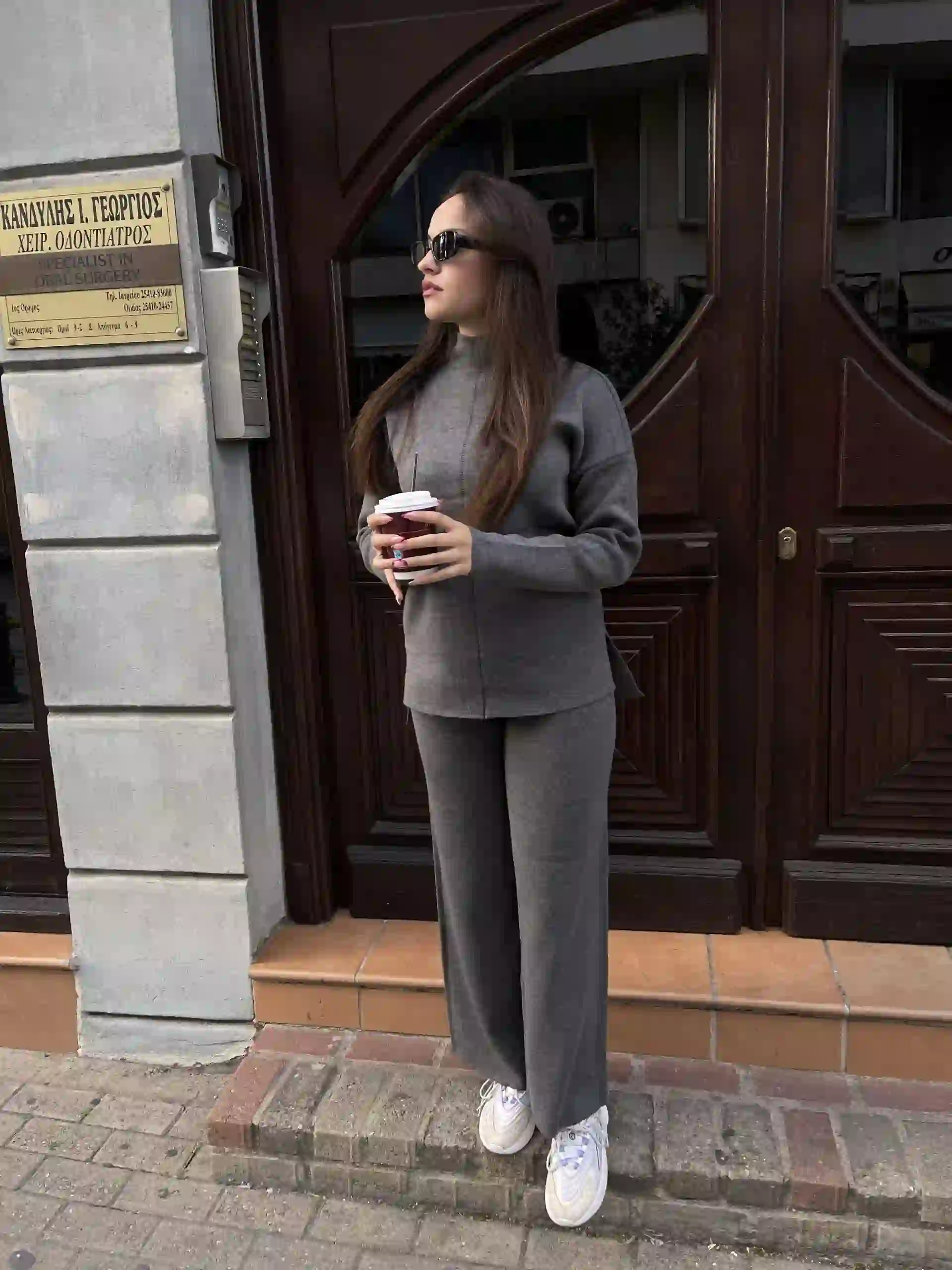 Cozy Πλεκτό Σετ/ Ανθρακί