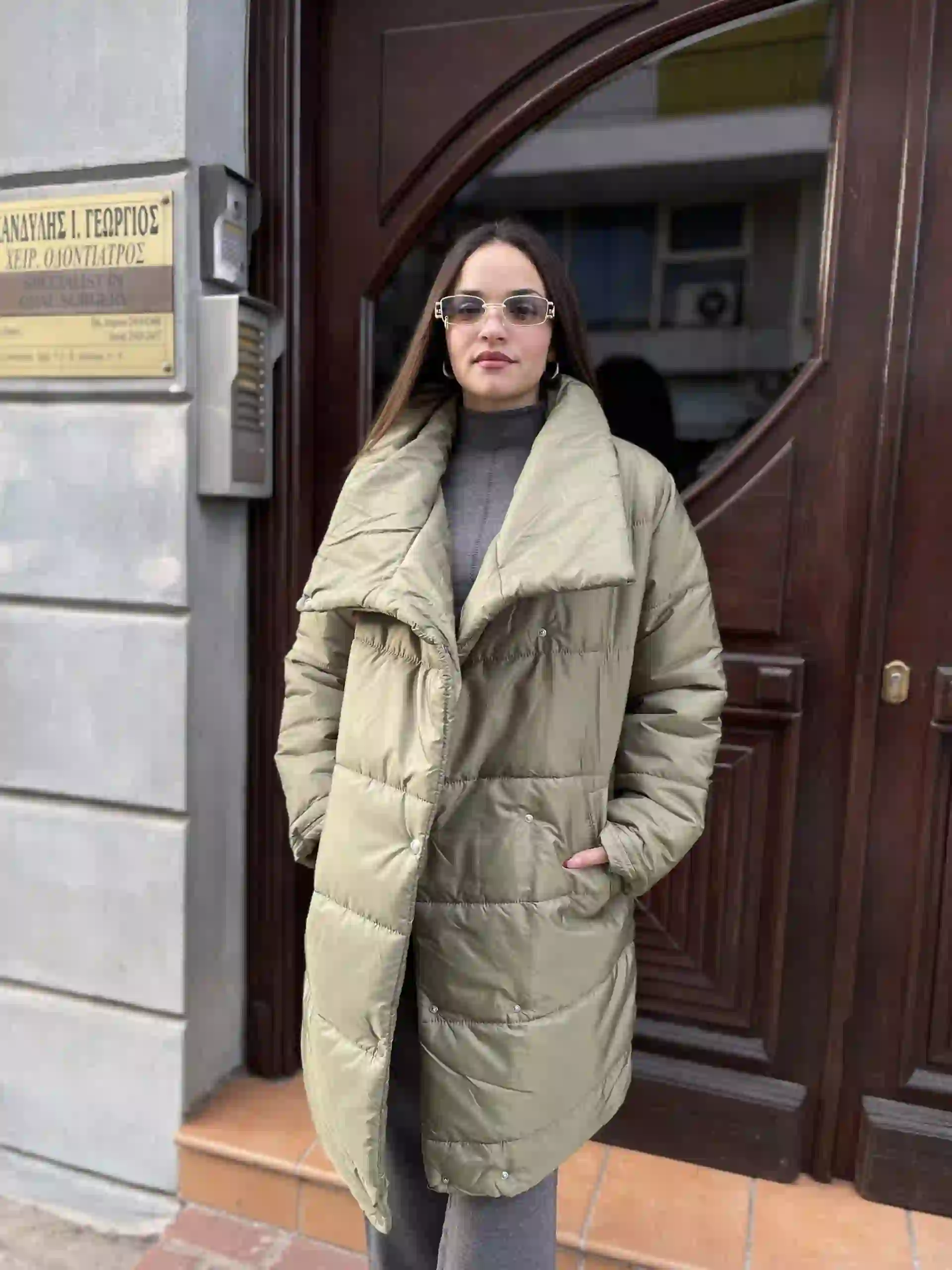 Oversized Puffer Μπουφάν/ Χακί
