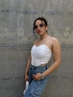 Στραπλες Corset Τοπ Με Στρας / Λευκό - Image 2