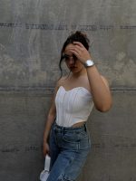 Στραπλες Corset Τοπ Με Στρας / Λευκό - Image 3