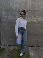Πουκάμισο Άσπρο Crop Top - Image 2