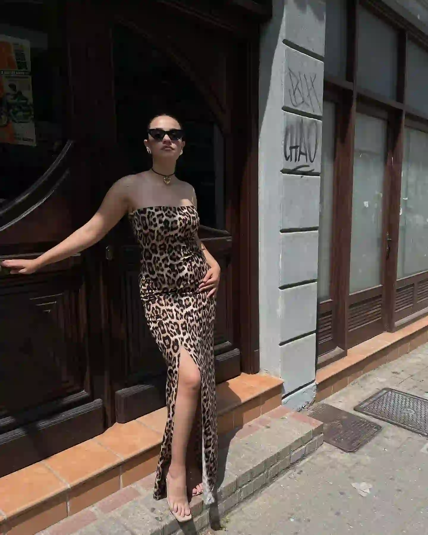 Στραπλες Λεοπαρ Φόρεμα Μaxi