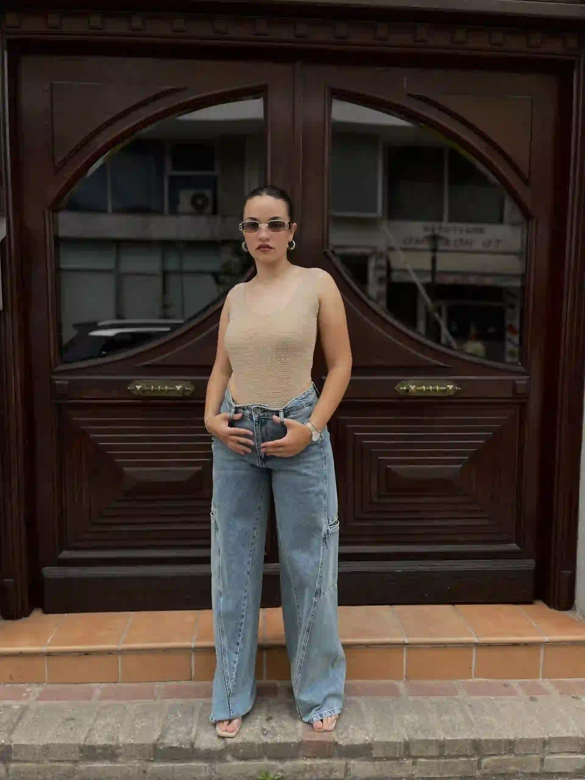 Κορμακι Με Στρας / Μπεζ