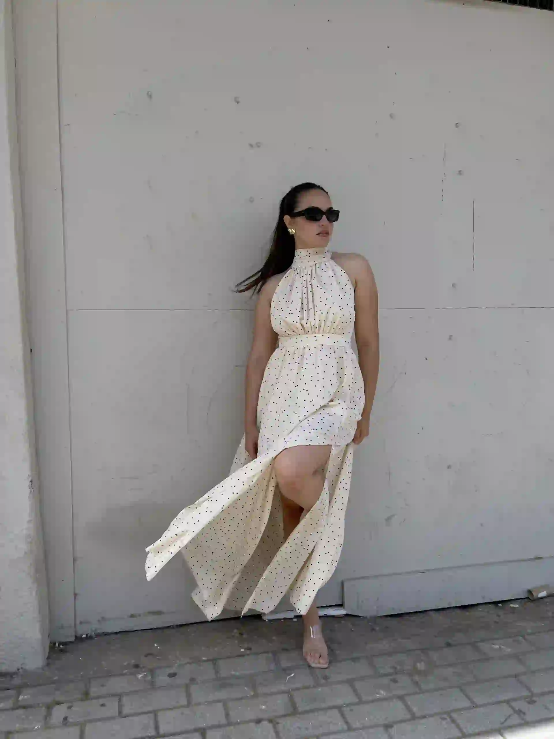 Σατέν Maxi Πουα Φόρεμα/ Κρεμ