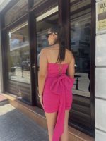Στραπλες Φόρεμα Με Αποσπώμενο Φιόγκο / Φουξ 💥 - Image 3