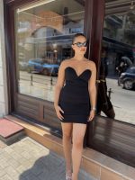 Στραπλες Φόρεμα Με Αποσπώμενο Φιόγκο / Μαύρο 💥 - Image 2