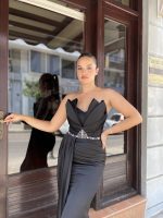 Ντραπε Στραπλες Φόρεμα / Μαύρο 🖤 - Image 2