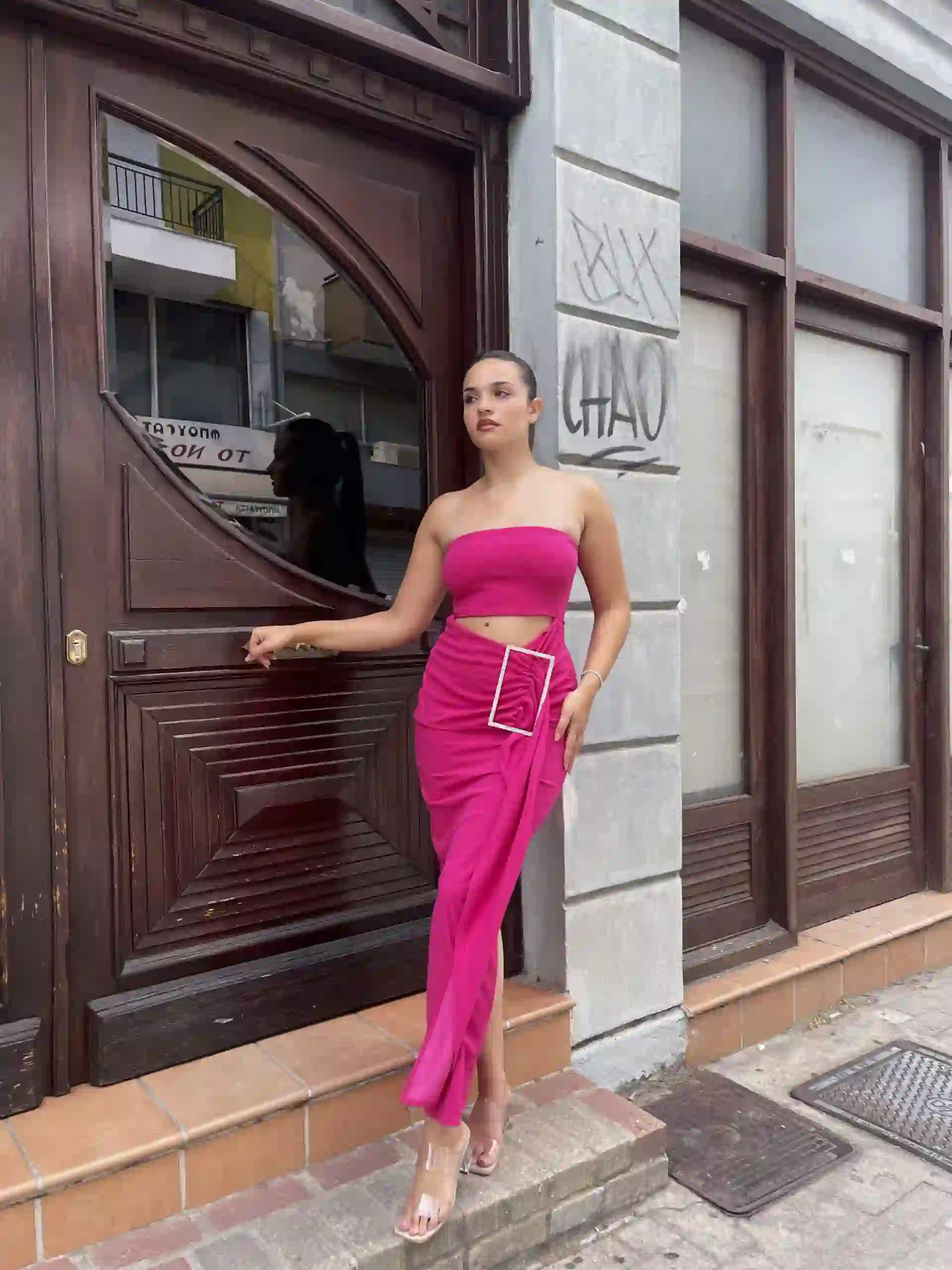 Fuchsia / Strapless Cut Out Φόρεμα