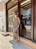 Λεοπάρ Maxi Σατέν Φόρεμα